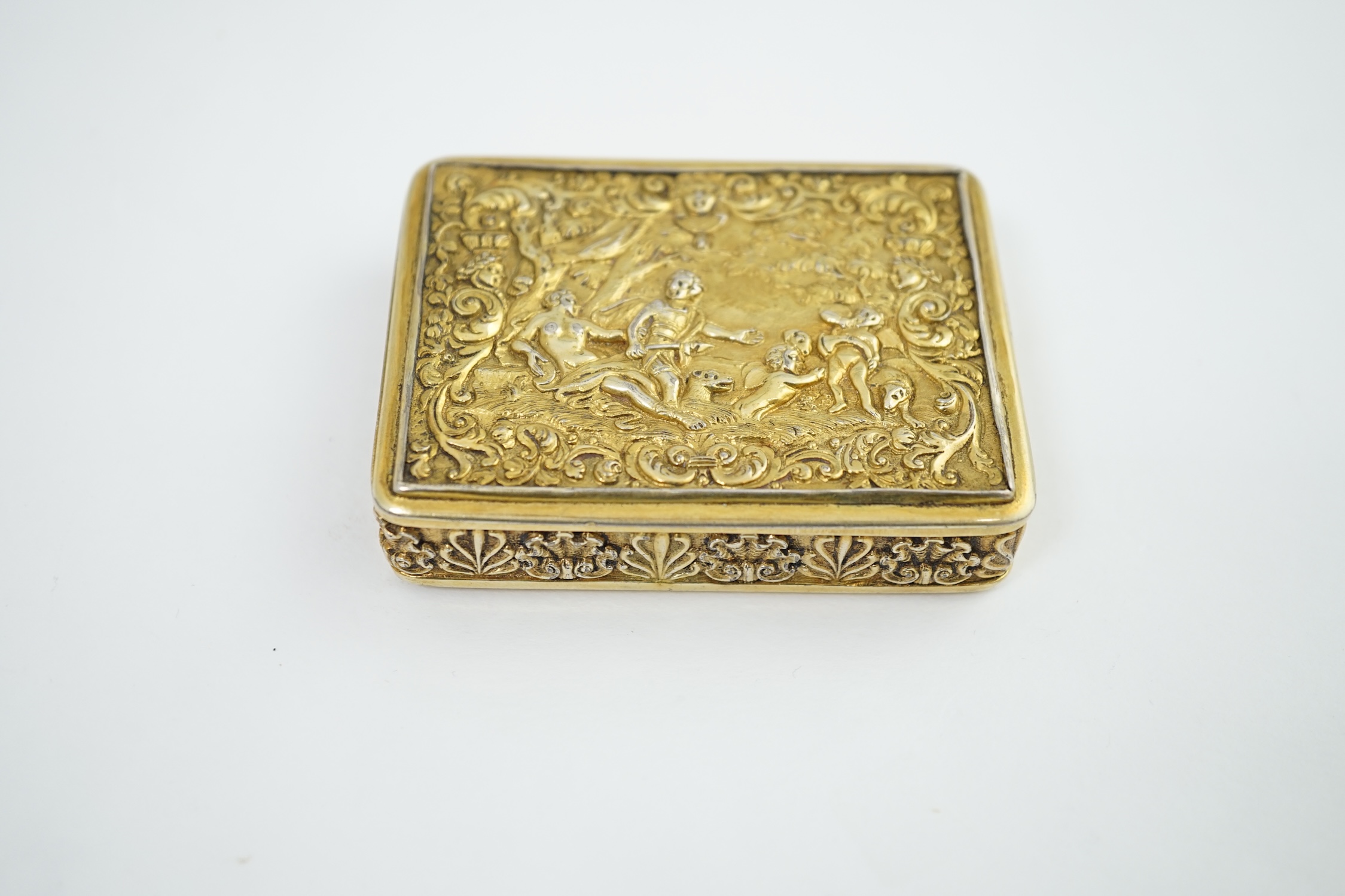 A George III silver gilt rectangular snuff box, by William Parker